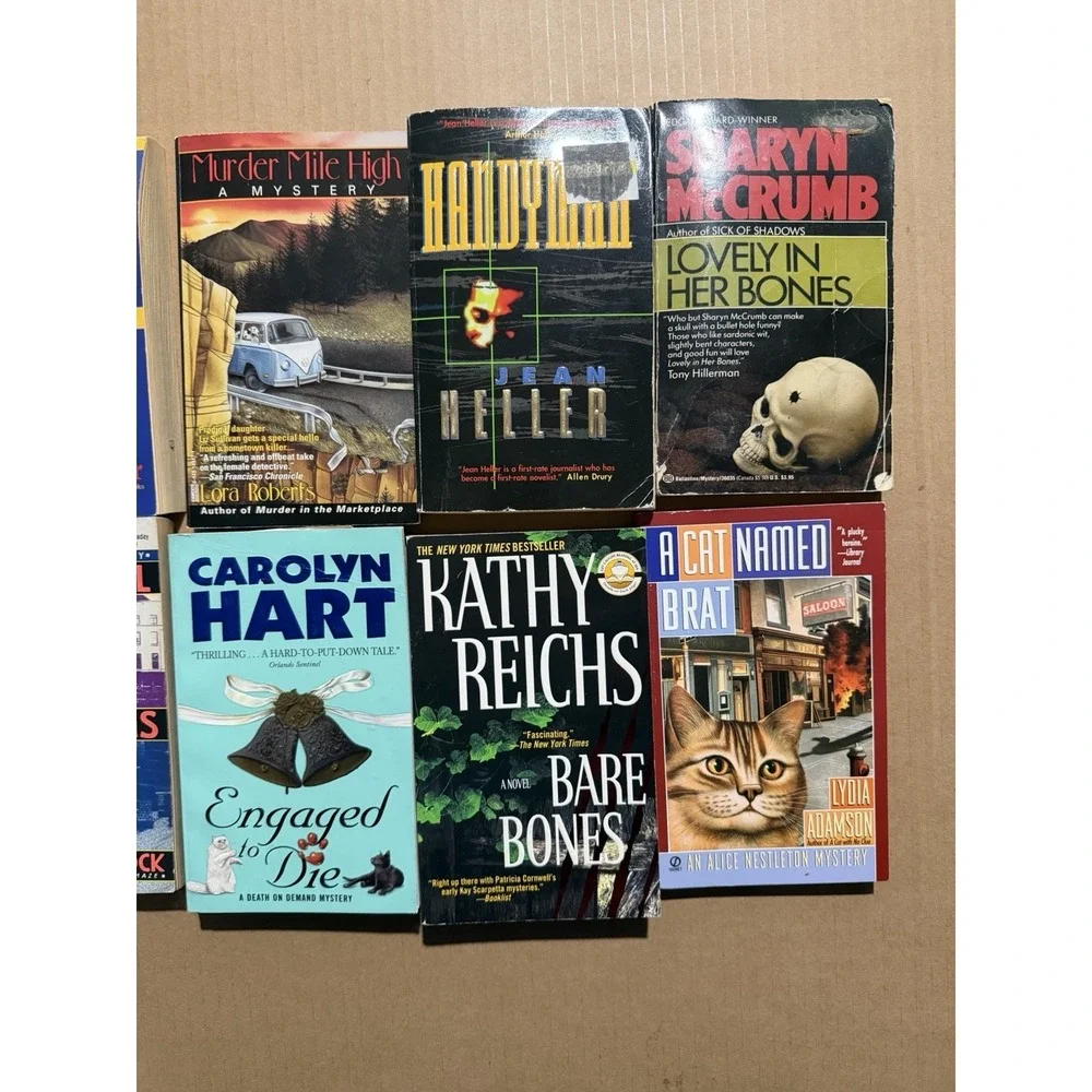 Lot of 10 random‎ murder mystery novel paperback books, various authors B3